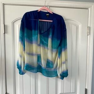 INC International Concepts Women's Multicolor Sheer Blouse